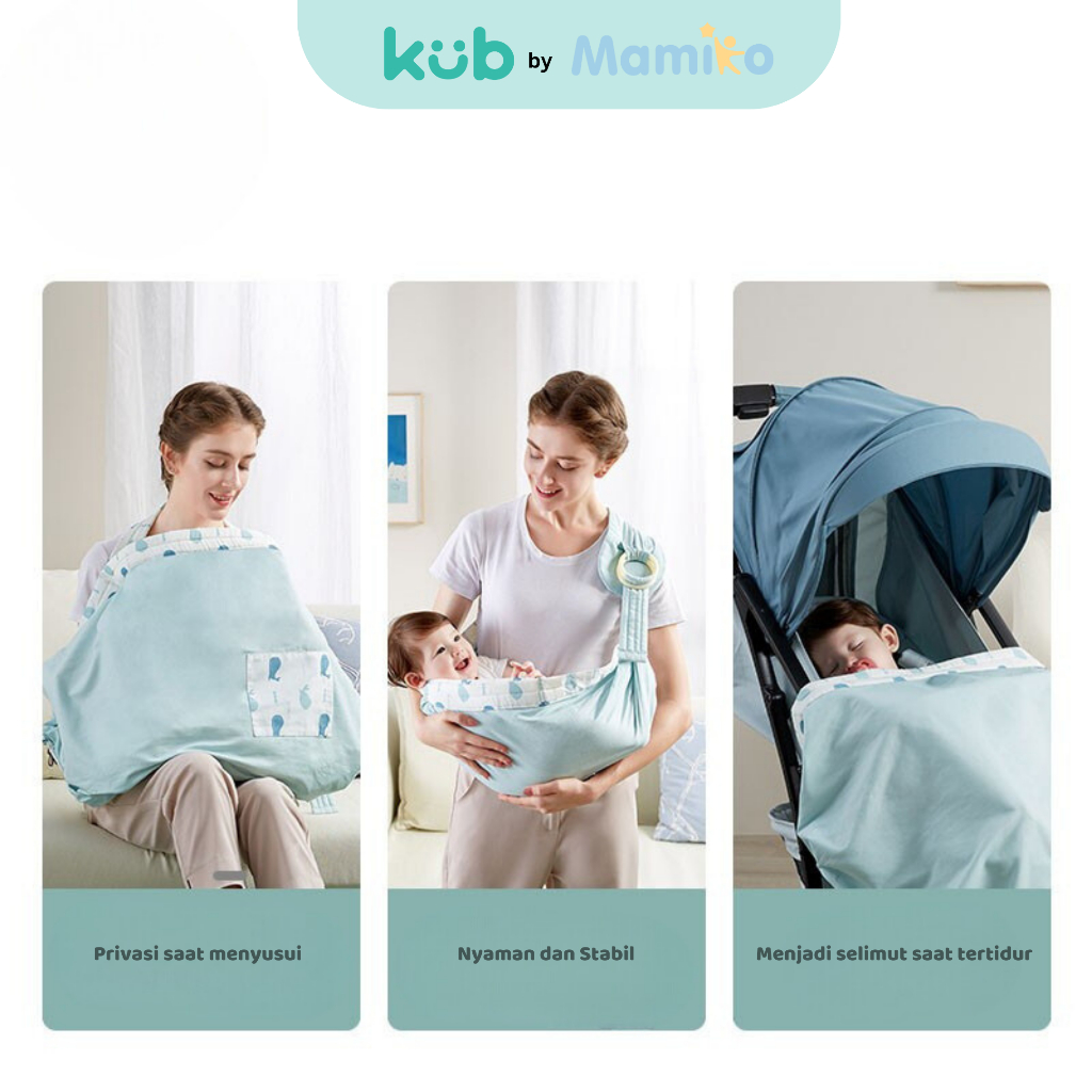 KUB Sling Nursing Cover Gendongan Bayi 2-in-1 Multifungsi Primis Cotton Batik Bayiku.id Foto 4