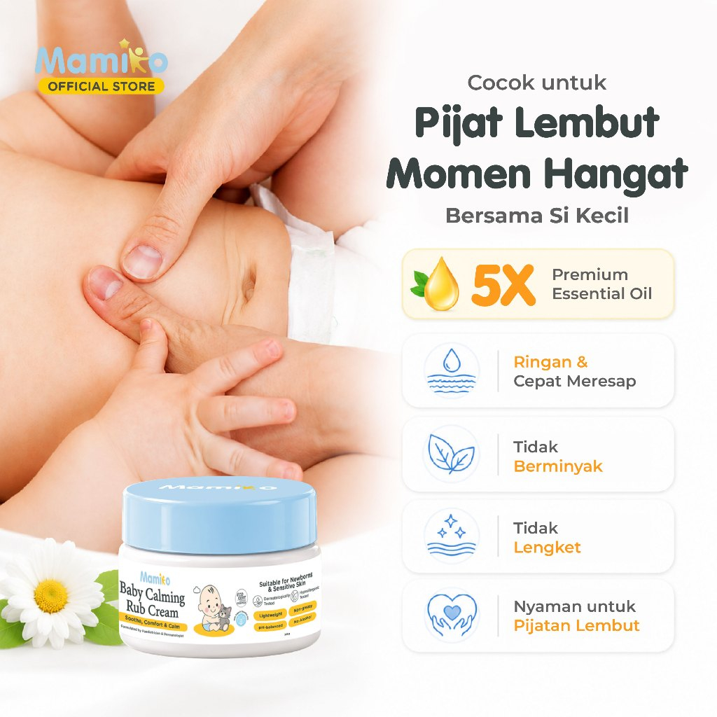 Mamiko Baby Calming Rub Cream 30g Krim Penghangat Aman untuk Bayi Baru Lahir Foto 4