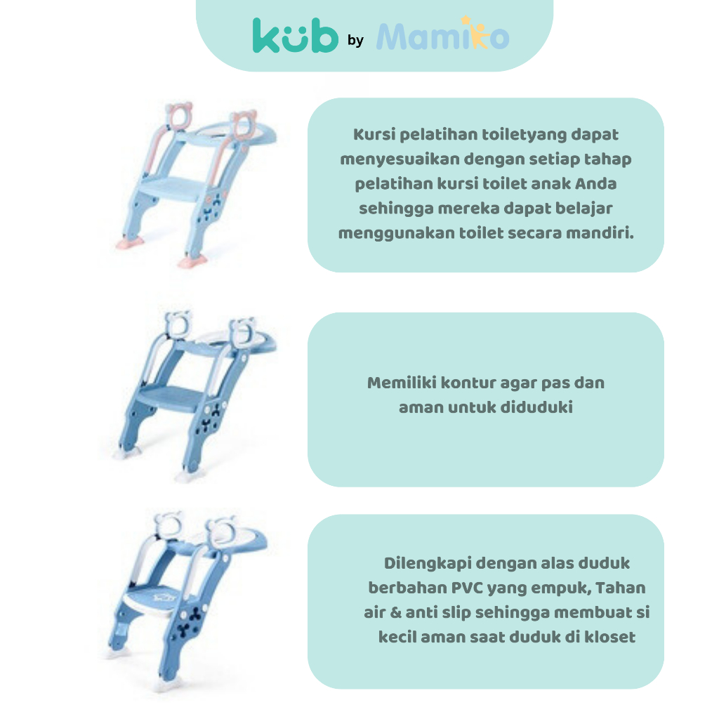 KUB Crown Step Toilet Chair Tangga Kloset Anak Portable dengan Urine Baffle Foto 3
