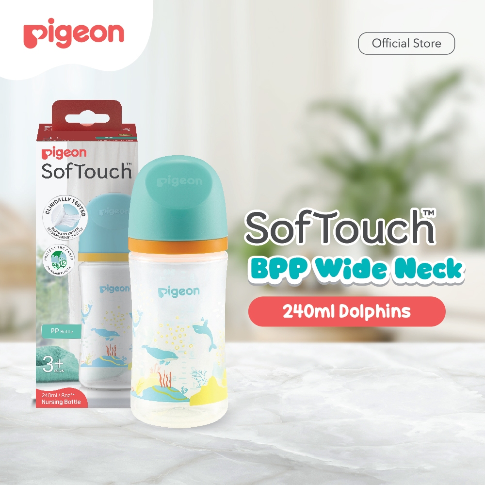 Pigeon Botol Susu BPP Wide Neck 240ml & SofTouch Training Straw Set Bundle Anti Foto 2