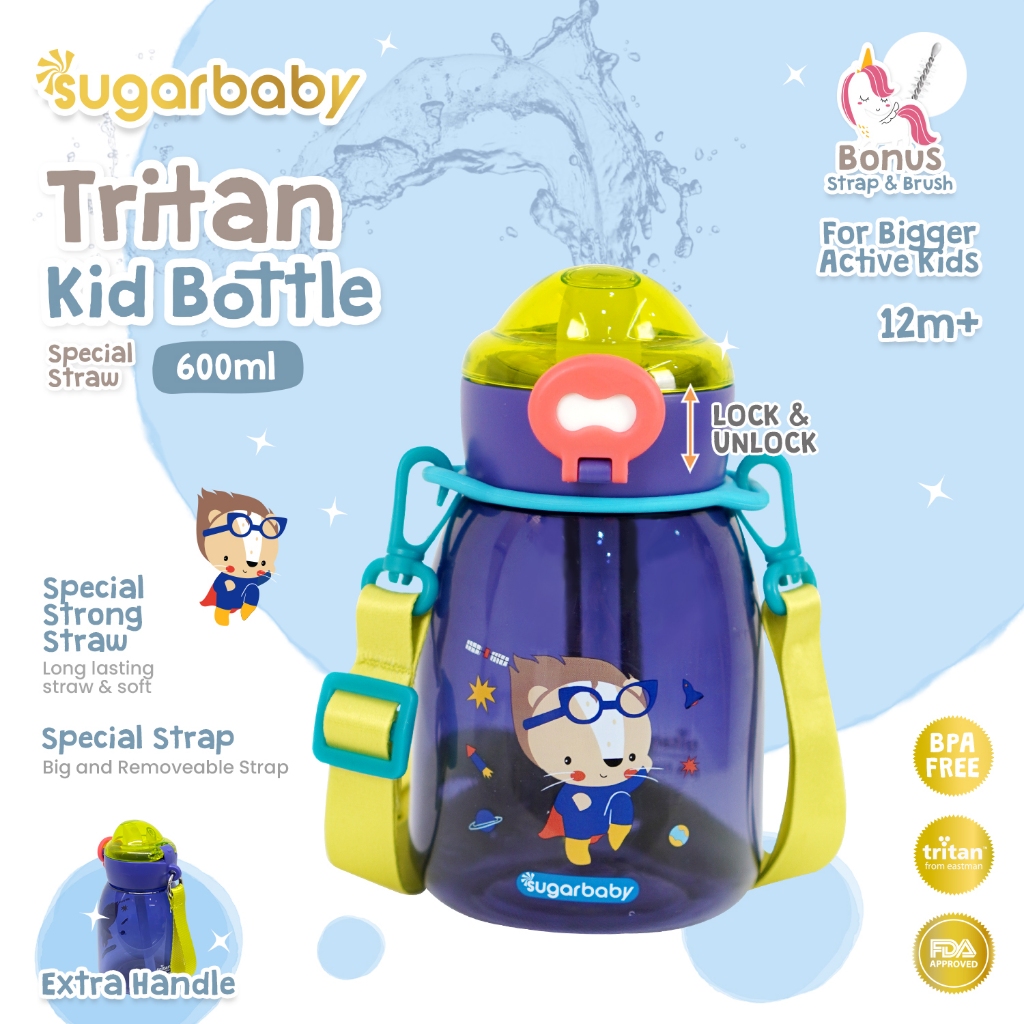 Botol Minum Anak Sugarbaby Tritan Kids ST 600ml Special Straw BPA Free Anti Bocor Foto 6