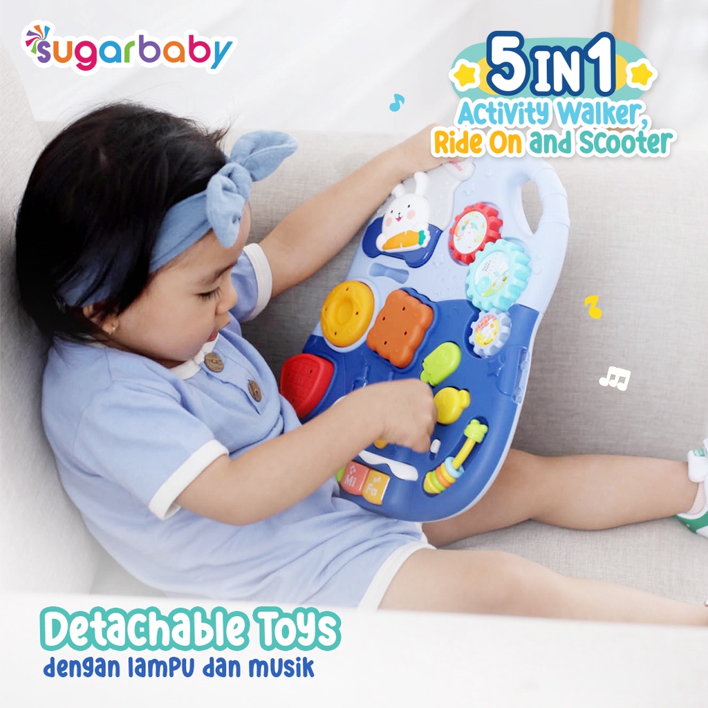 Sugarbaby Walker Bayi 5in1 Multifungsi Ride-On Scooter Push Walker Activity Table Foto 5