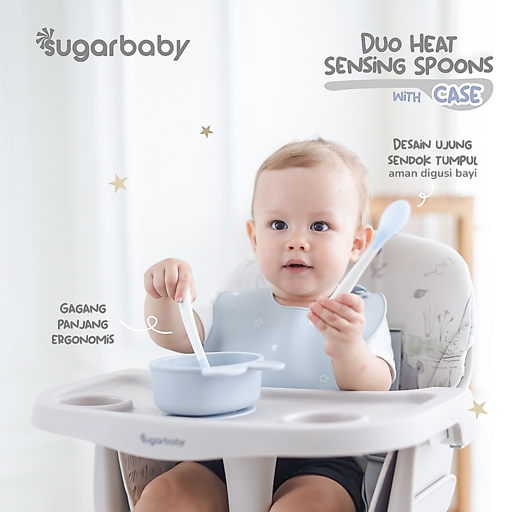 Sendok Makan Bayi Sugarbaby Duo Heat Sensing Spoon BPA Free dengan Case 3 Warna Foto 3