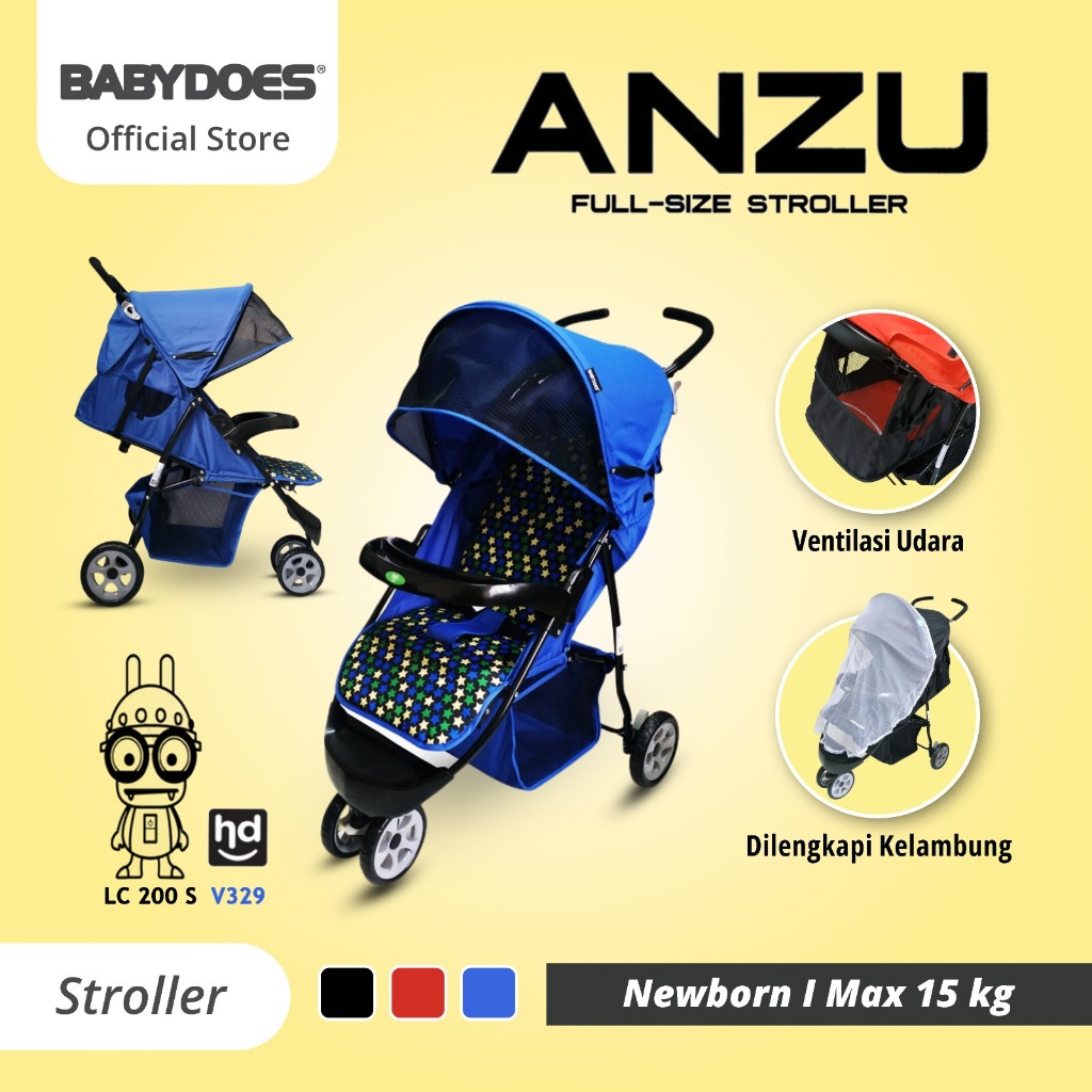 Babydoes ANZU Stroller 3 Roda Ringan untuk Bayi 0-36 Bulan Kapasitas 15 kg Foto 2
