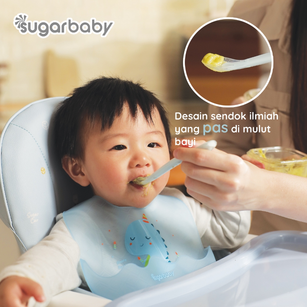 Sugarbaby Healthy Silicone Spoon 2 Set 1 Sendok Dengan Case BPA Free Food Grade Foto 3
