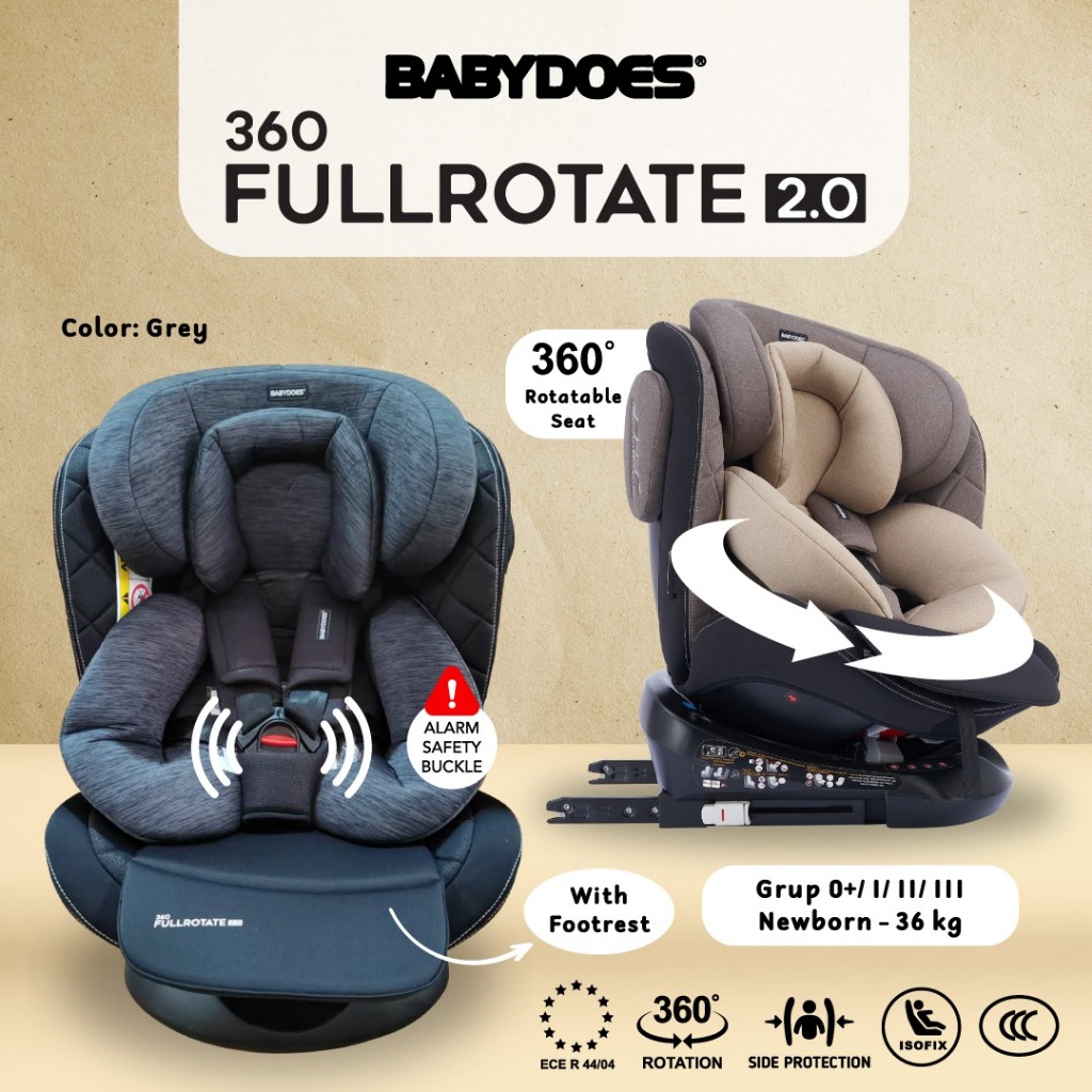 Babydoes Full Rotate 2.0 Car Seat 360° ISOFIX Sertifikasi ECE R44/04 dengan Alarm Buckle Foto 6