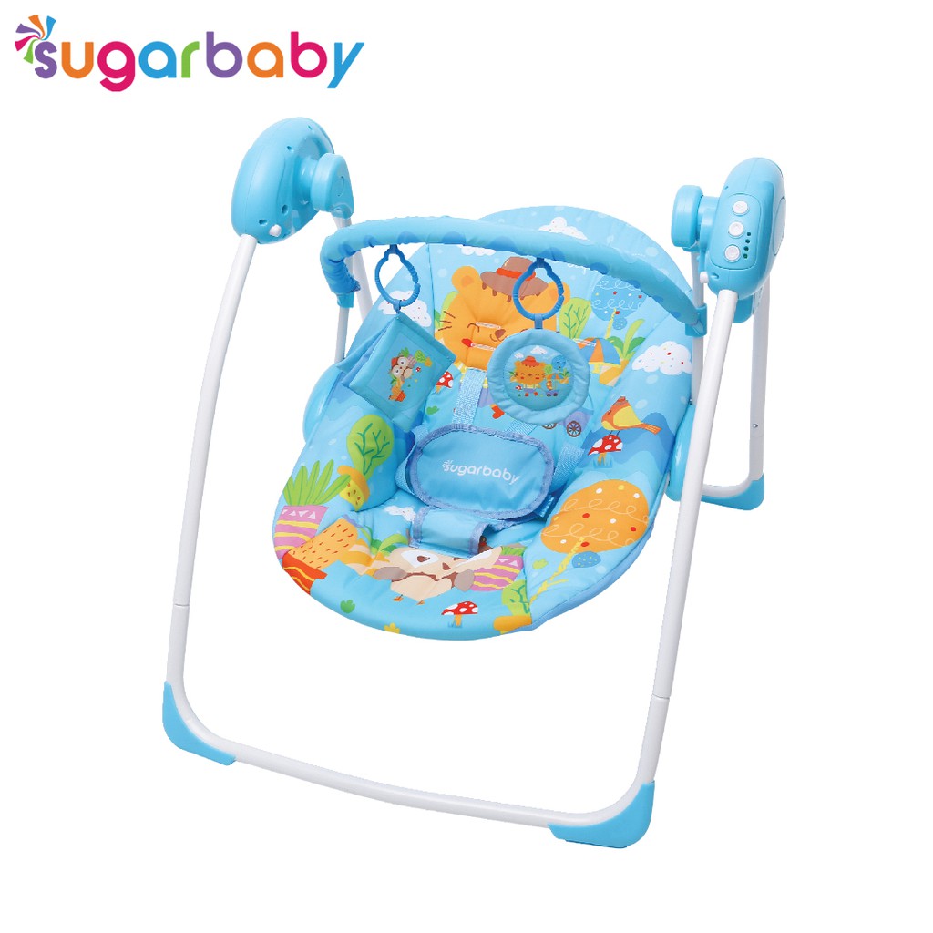 Ayunan Bayi Otomatis Sugar Baby Swing Bouncer Gold Edition Motif Spring Holiday Biru Foto 4