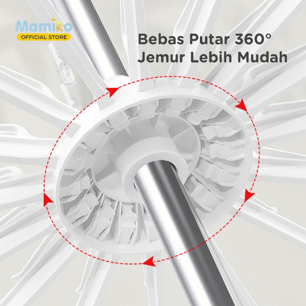 Mamiko Rak Jemuran Bayi 3 Tingkat 30 Klip Lipat Portable Folding Umbrella Stand Foto 5
