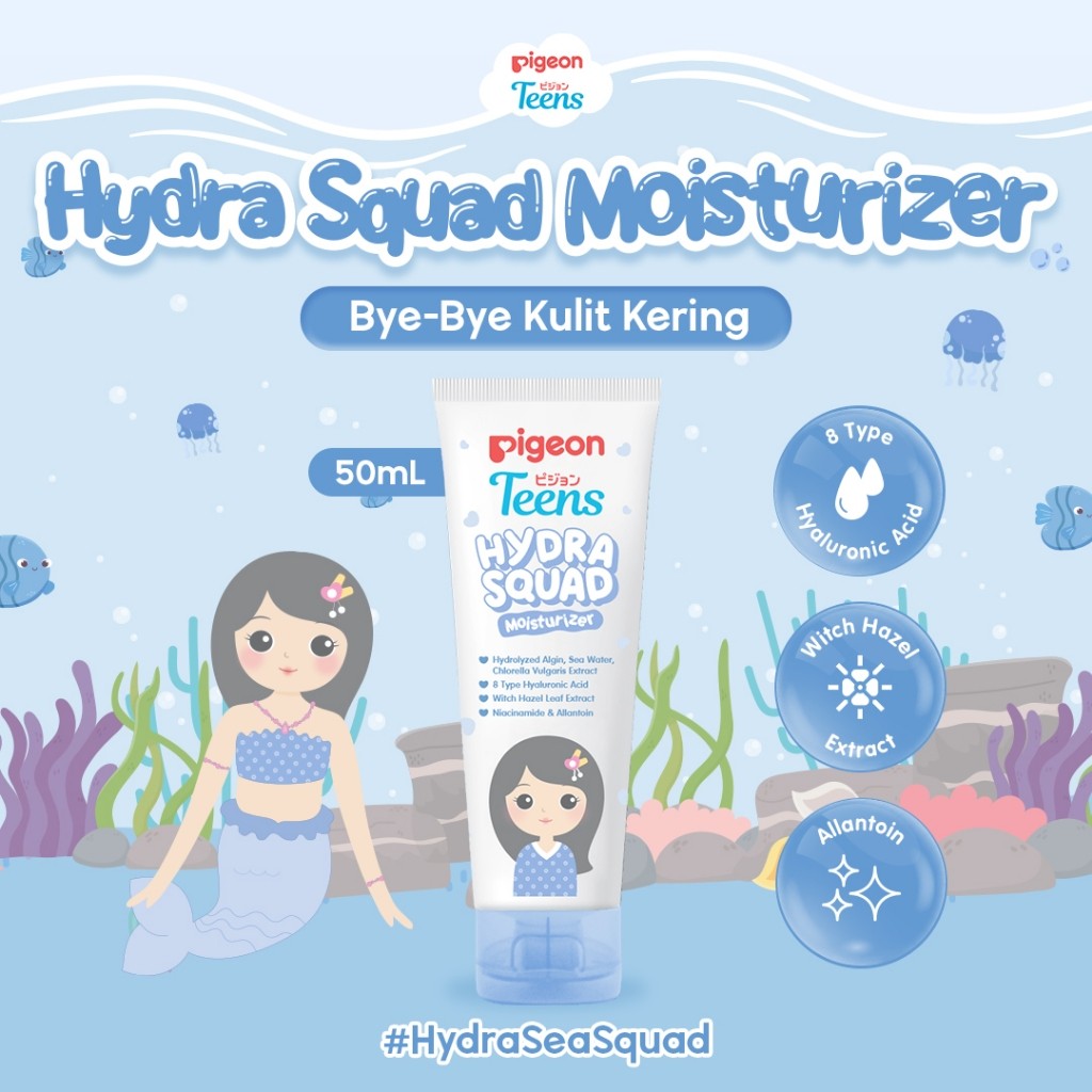 Pigeon Teens Hydra Squad Moisturizer 50ml Pelembab Kulit Remaja Hyaluronic Acid Witch Hazel