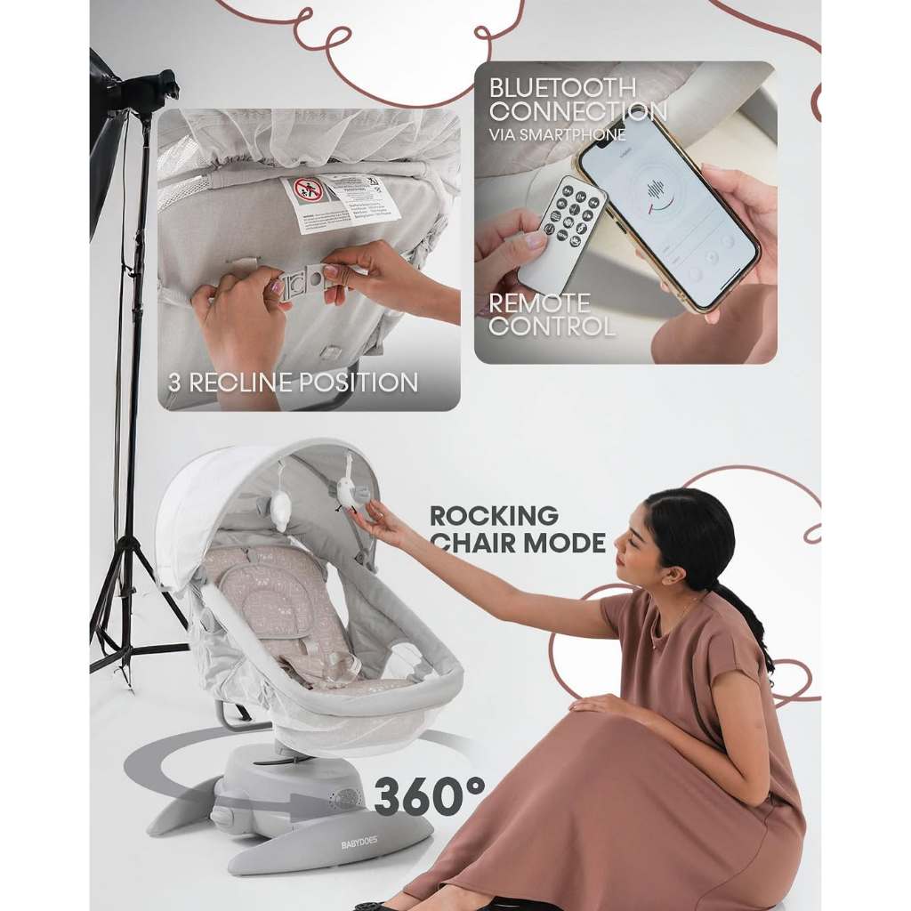 Ayunan Bayi Babydoes Rockaway 2-in-1 Swing 360 Derajat dengan Remote Control dan Bluetooth Foto 5