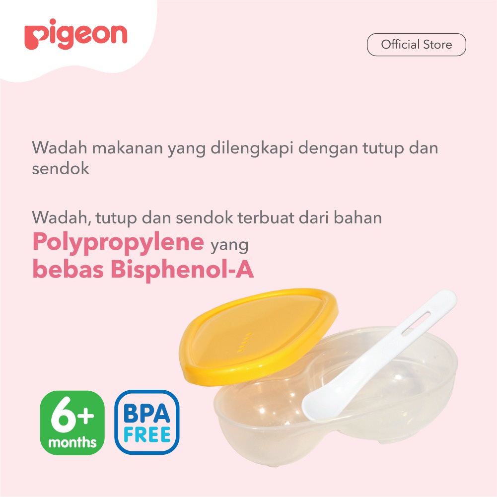 PIGEON Feeding Dish Mangkok Makan Bayi dengan Tutup dan Sendok BPA Free Foto 2