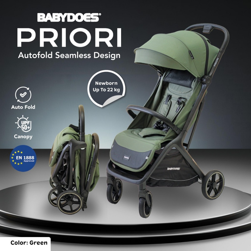Stroller Bayi Babydoes Priori Auto-Fold Compact Travel Ringan 8kg Newborn - 22kg Foto 8