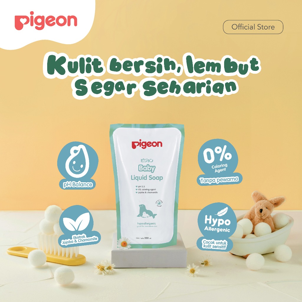 Pigeon Baby Liquid Soap Sabun Cair Bayi 400 ml Hypoallergenic dengan Jojoba & Chamomile Foto 6