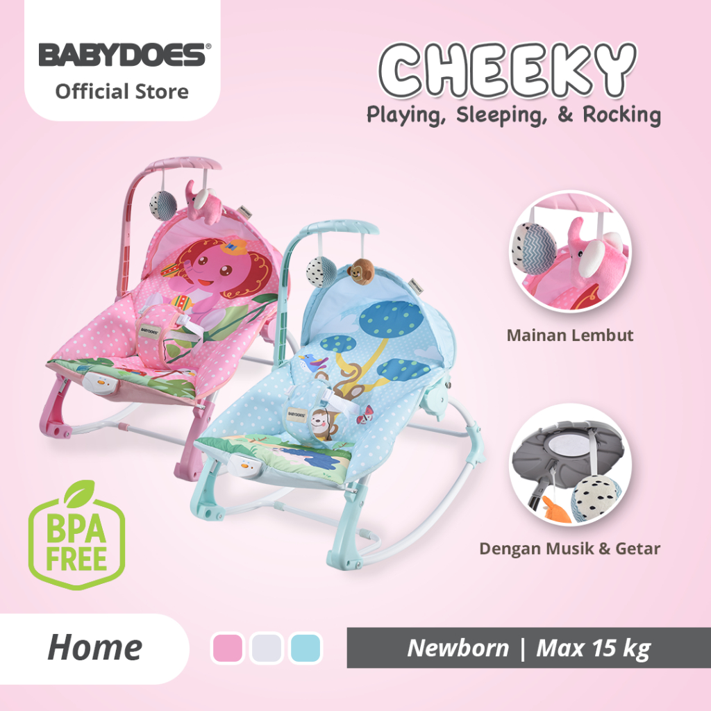 Babydoes Cheeky Baby Rocker Kursi Goyang Bayi 3 in 1 dengan Musik Getar dan Foto 3