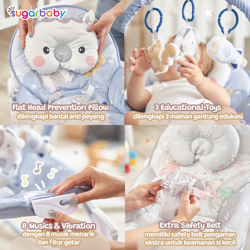Ayunan Bayi Sugarbaby 10in1 Premium Rocker Bouncer Kursi Goyang Manual Foto 5