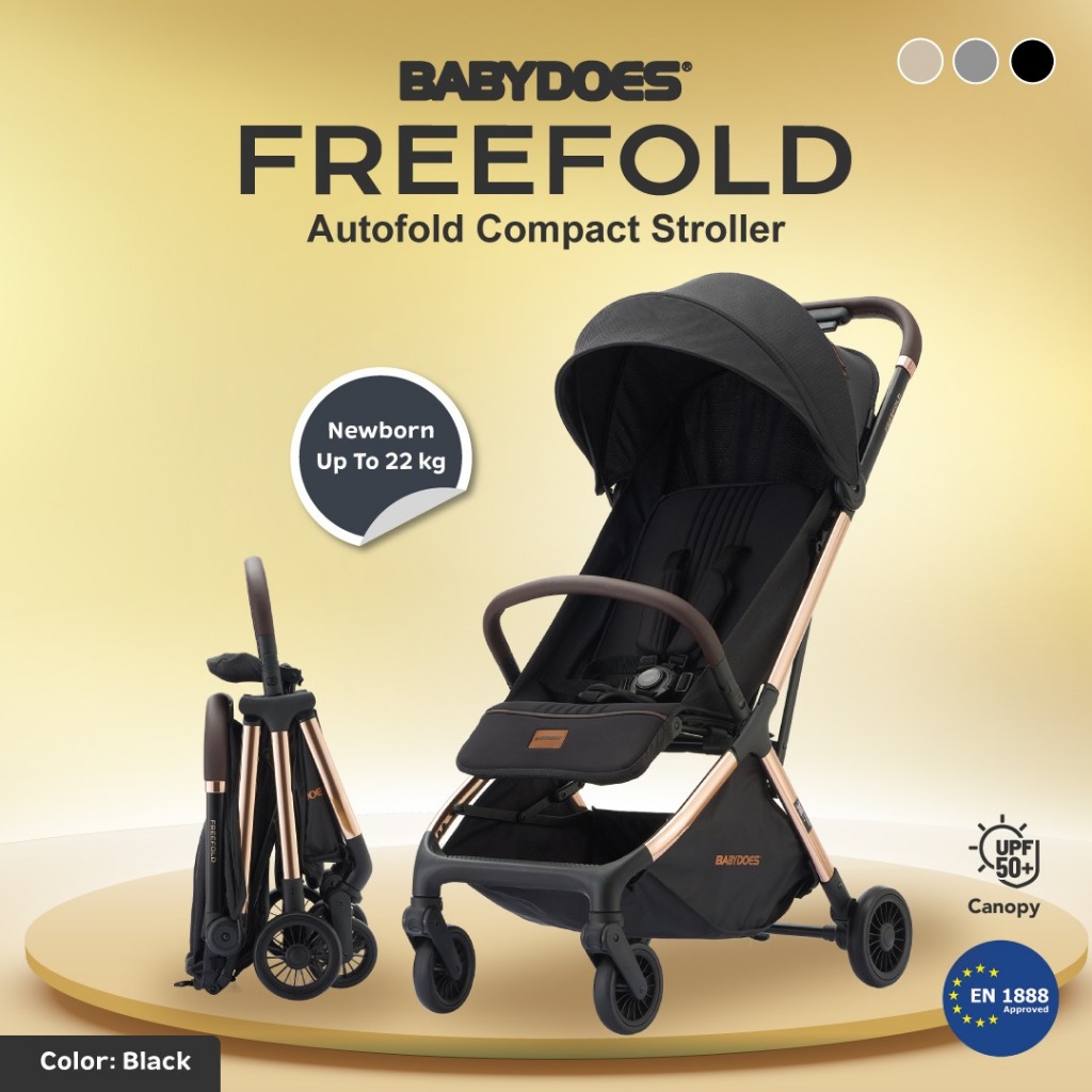 Babydoes Freefold Stroller Auto-Fold Portable Kompak untuk Bayi Baru Lahir sampai 22kg Foto 5