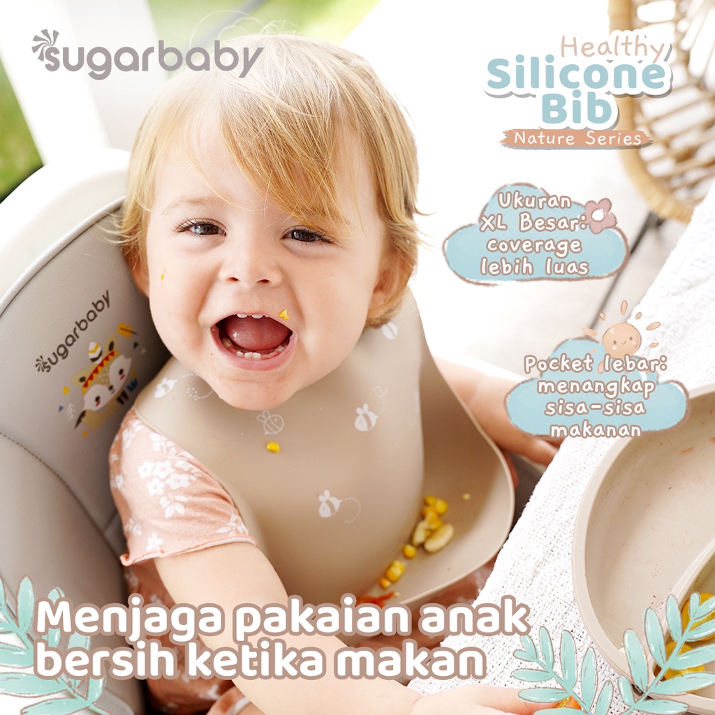 Celemek Silikon Bayi Sugarbaby Healthy Silicone Bib Nature Series Food Grade FDA Foto 3