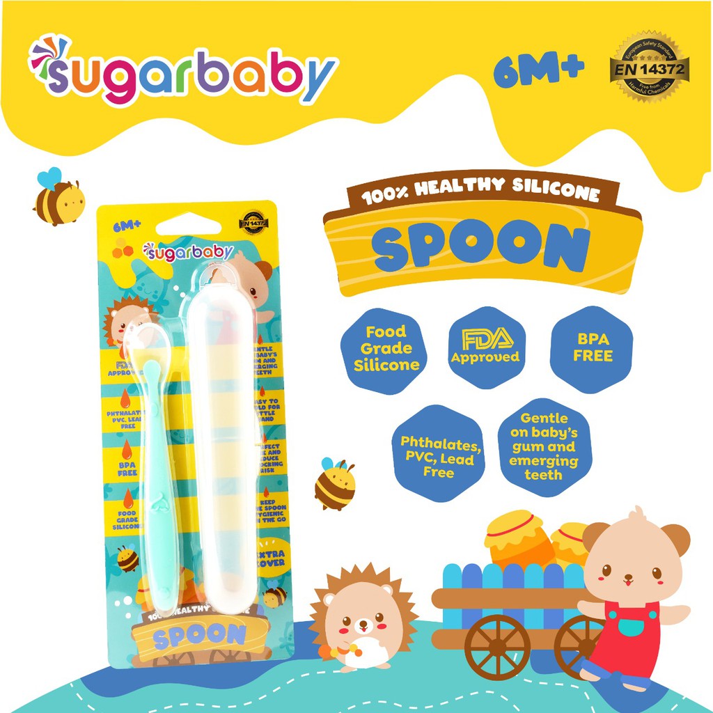 Sendok Bayi Silicone Healthy SUGAR BABY Food Grade FDA Approved BPA Free Hijau Foto 2