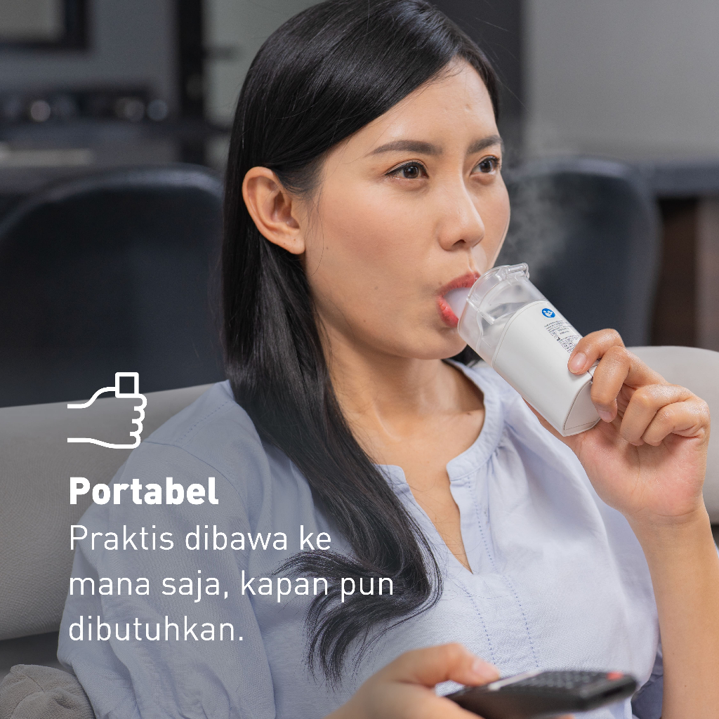 Nebulizer Ultrasonic Mesh Omron NE-U200 Portable Posisi 360° Hampir Tanpa Suara Foto 4