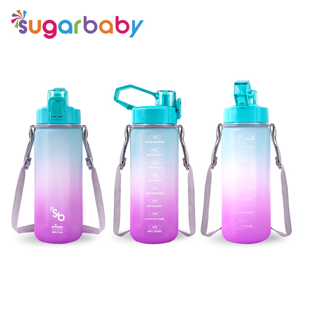 Botol Minum Sugarbaby Tritan Fit Bottle 2in1 Rainbow Anti Bocor dengan Sedotan dan Time Foto 7