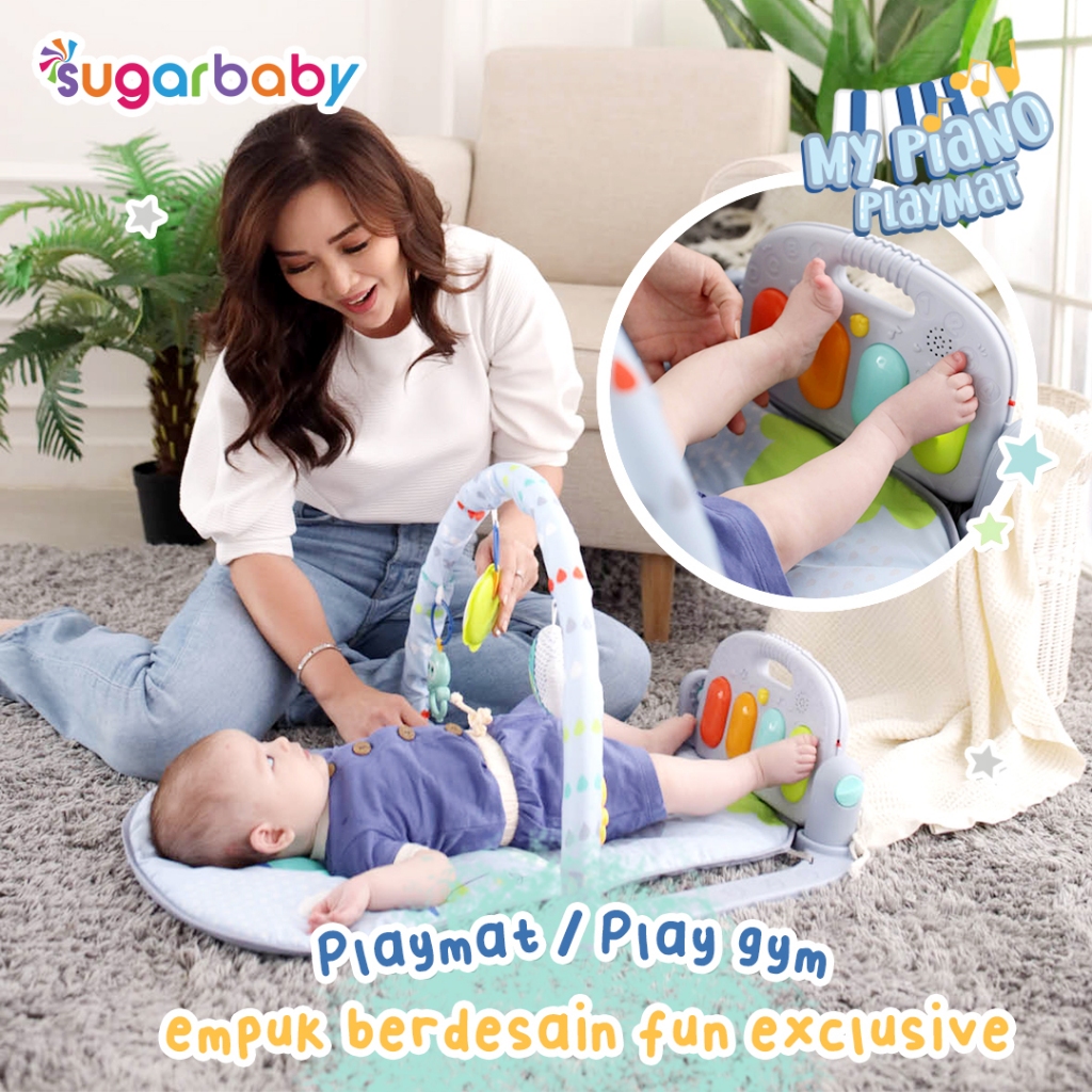 SUGAR BABY My Piano Playmat Baby Gym 4 Tahap Main Musik Lampu Mainan Gantung Foto 4