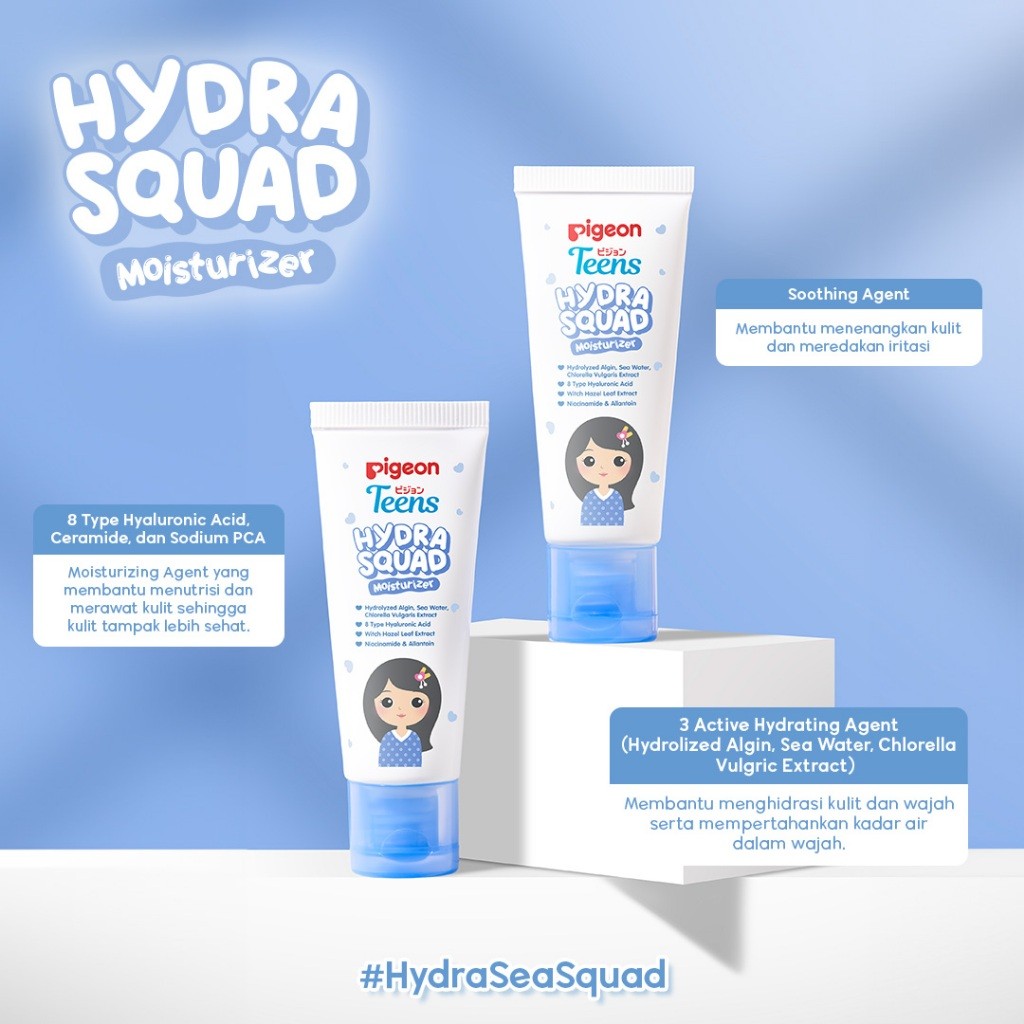 Pigeon Teens Hydra Squad Moisturizer 50ml Pelembab Kulit Remaja Hyaluronic Acid Witch Hazel Foto 3