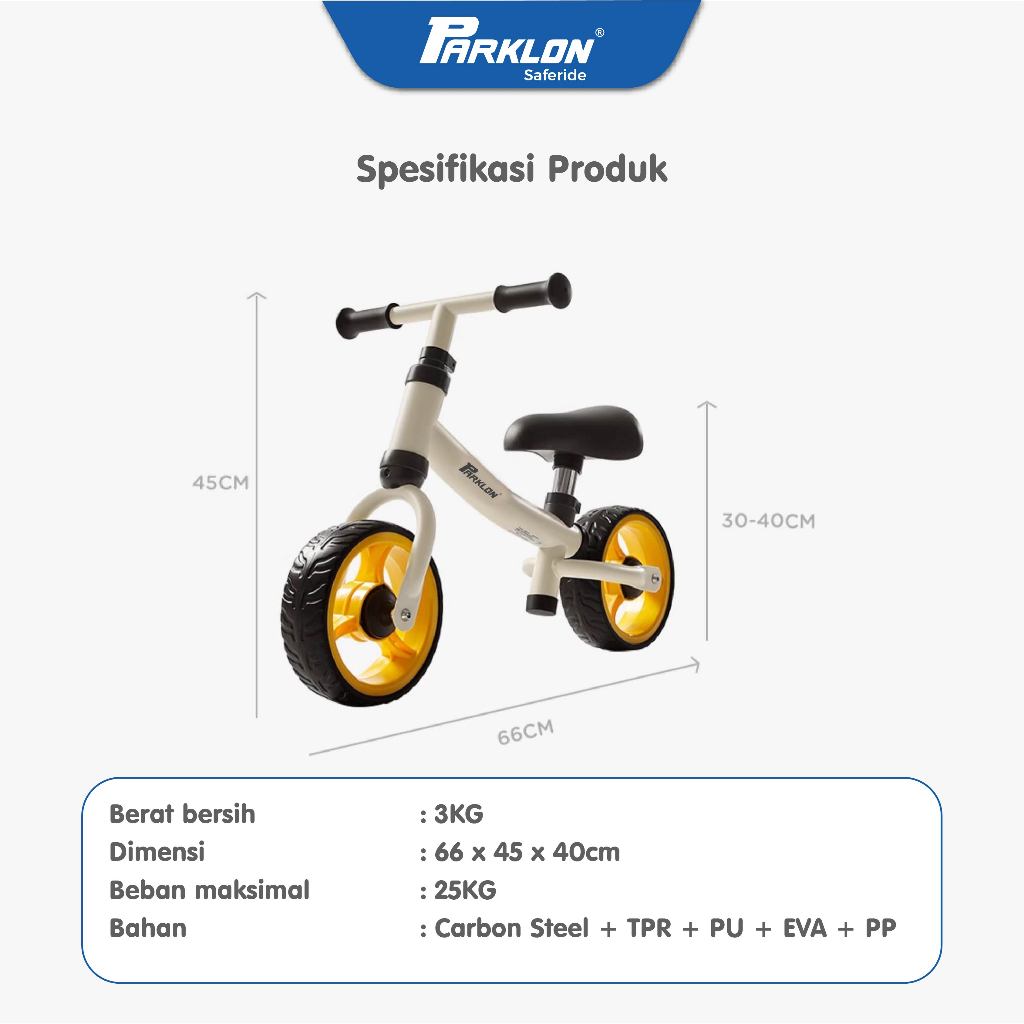 Mamiko X Parklon Toddler Balance Cycle Sepeda Keseimbangan Anak 18 Bulan Tanpa Pedal Roda Foto 3