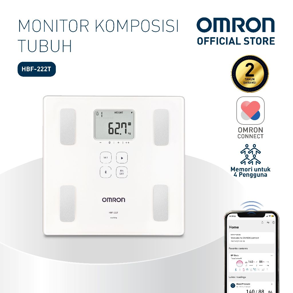 Omron Body Composition Monitor HBF-222T Bluetooth Analisis Lemak Visceral & Usia Tubuh