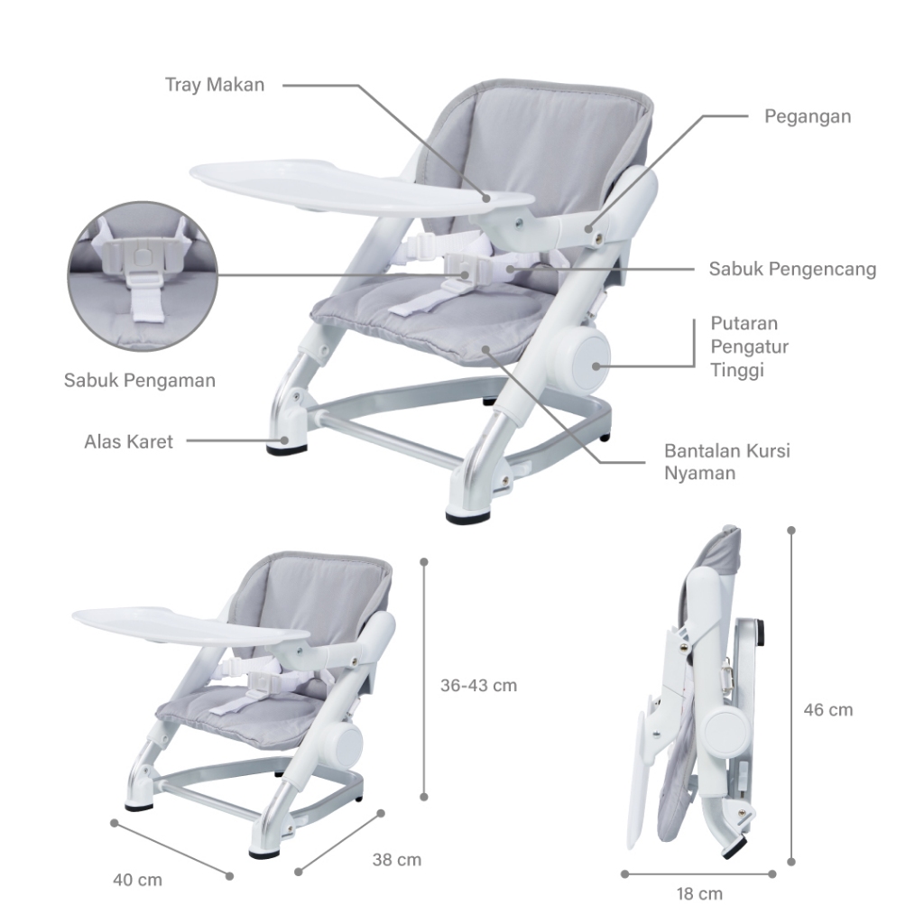 Unilove Baby Booster Go White Grey Foto 3
