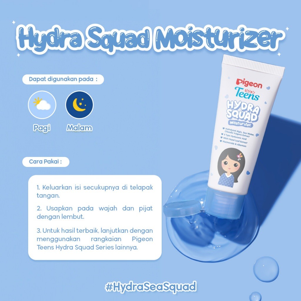 Pigeon Teens Hydra Squad Moisturizer 20ml Pelembab Wajah Remaja Hyaluronic Acid Foto 4