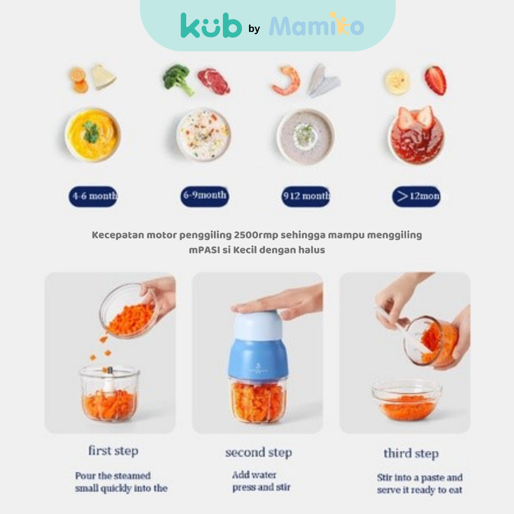 KUB x CL Baby Food Processor Blender Penggiling MPASI Portable Food Grade Foto 4
