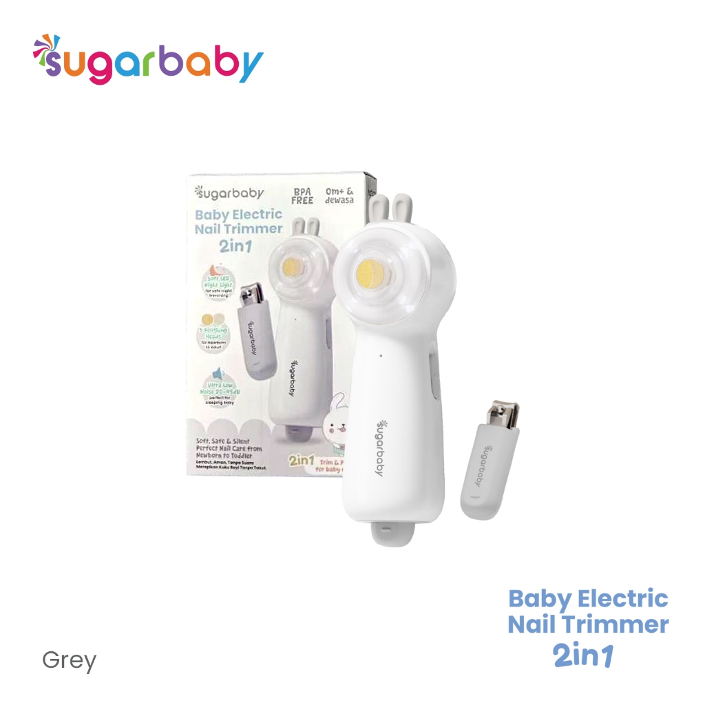 Sugarbaby Baby Electric Nail Trimmer 2in1 USB Type-C Lampu LED 5 Kepala Poles Senyap Foto 7