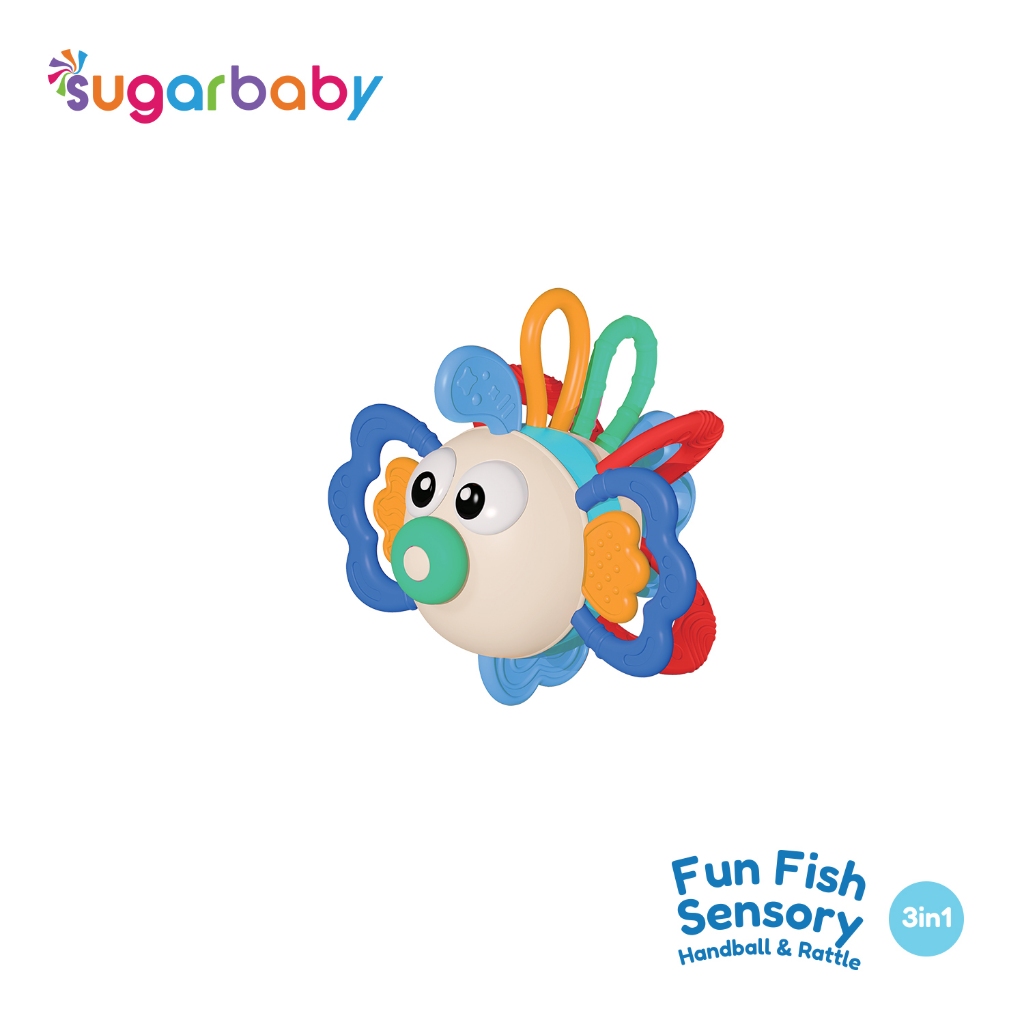 Sugarbaby Fun Fish Sensory Rotating Handball Rattle Teether 3in1 Mainan Bayi BPA Free Foto 5