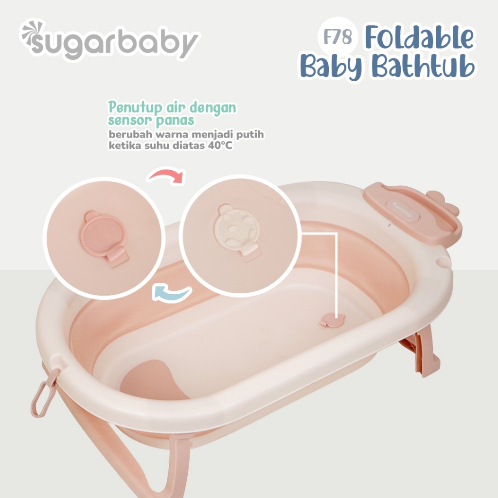 Sugar Baby Foldable Baby Bathtub dengan Digital Thermometer F82 F78 F88 Bak Mandi Bayi Foto 4
