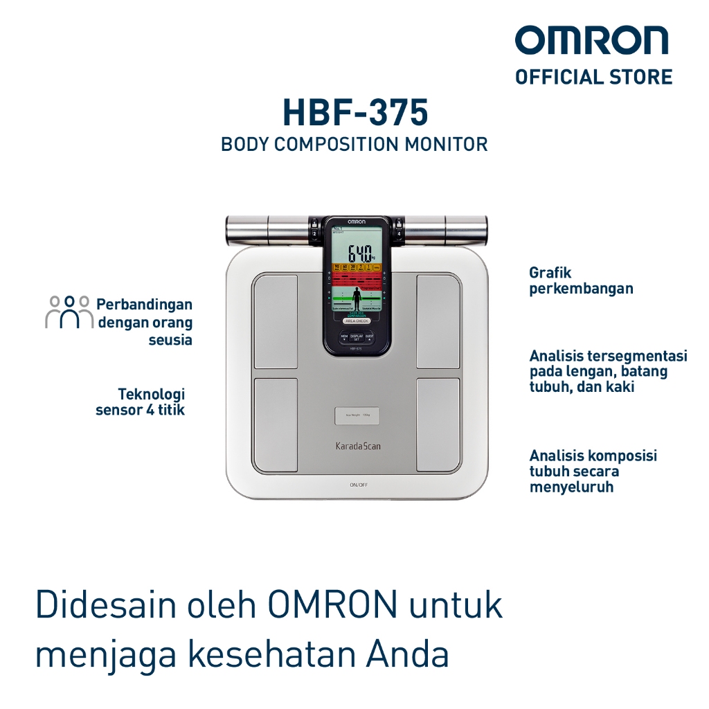 Monitor Komposisi Tubuh OMRON Karada Scan HBF-375 Full Body Sensing 8 Sensor Foto 7