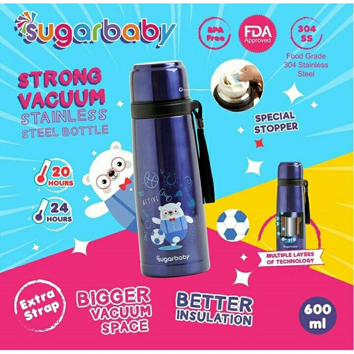 Sugar Baby STRONG Vacuum Bottle Stainless Steel 304 600 ml Insulasi 24 Jam Foto 2