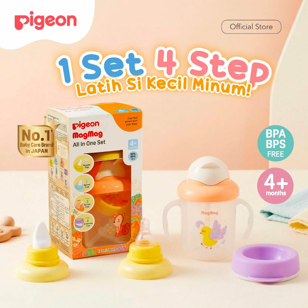 PIGEON Feeding Set Paket Hemat Piring Mangkuk Sendok Cup MagMag Training BPA Free Foto 4