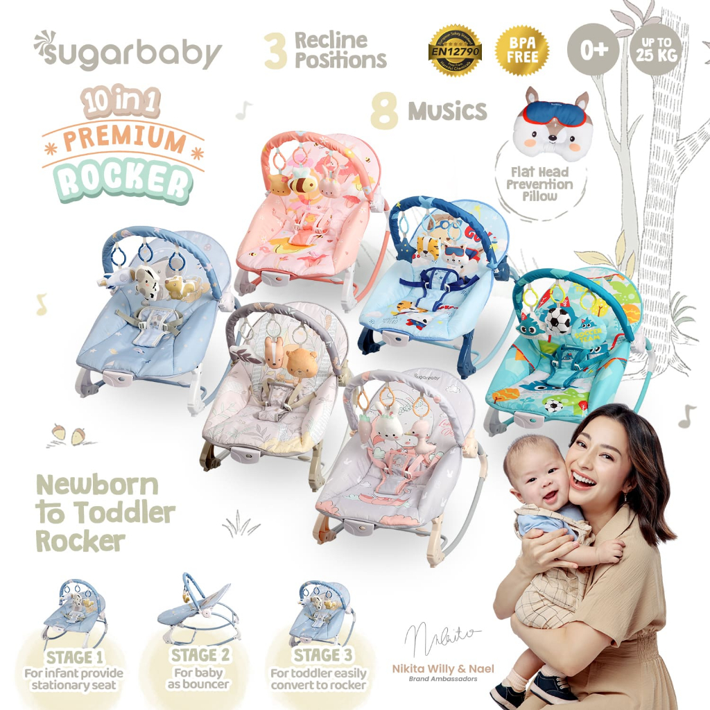 Ayunan Bayi Sugarbaby 10in1 Premium Rocker Bouncer Kursi Goyang Manual Foto 2