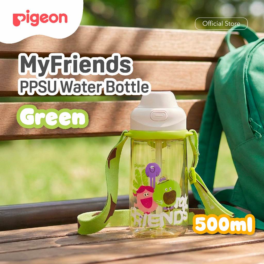 Botol Minum Anak Pigeon My Friends PPSU 500ml dengan Sedotan dan Dual Spout Anti Foto 5