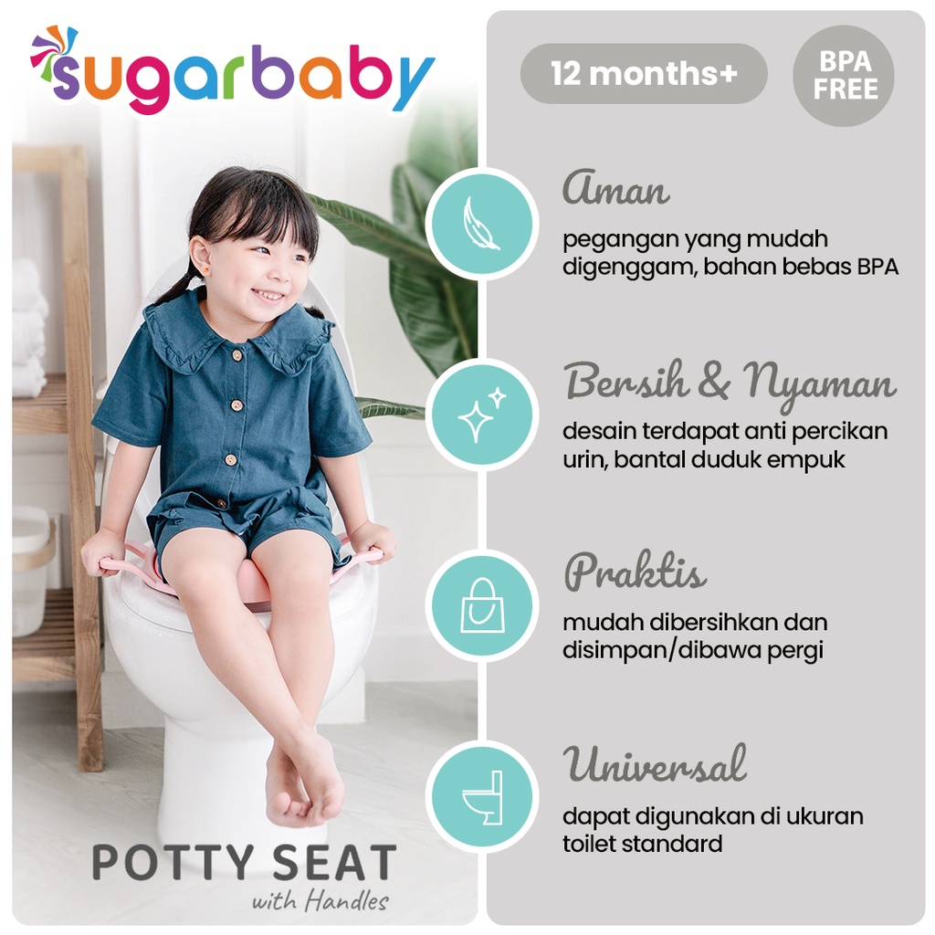 Sugarbaby Potty Seat Dudukan Toilet Anak dengan Pegangan & Anti Splash Guard Foto 4