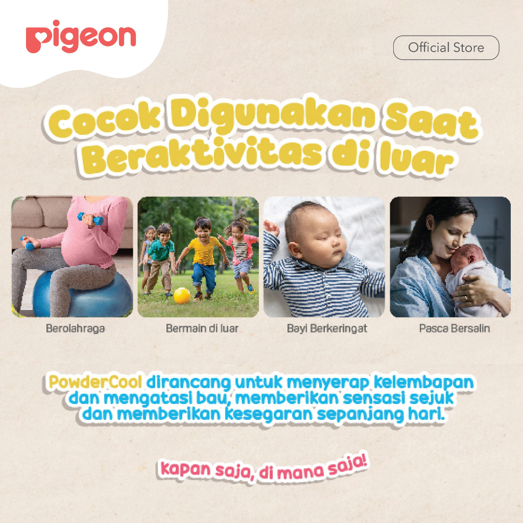 Pigeon Powder Cool Body Wipes Tisu Basah Sejuk Ekstrak Timun 10 Lembar Foto 5