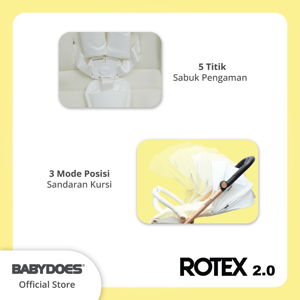 Babydoes Rotex 2.0 Stroller Reversible Kursi Putar 360 Derajat Kanopi Sunshade Foto 4
