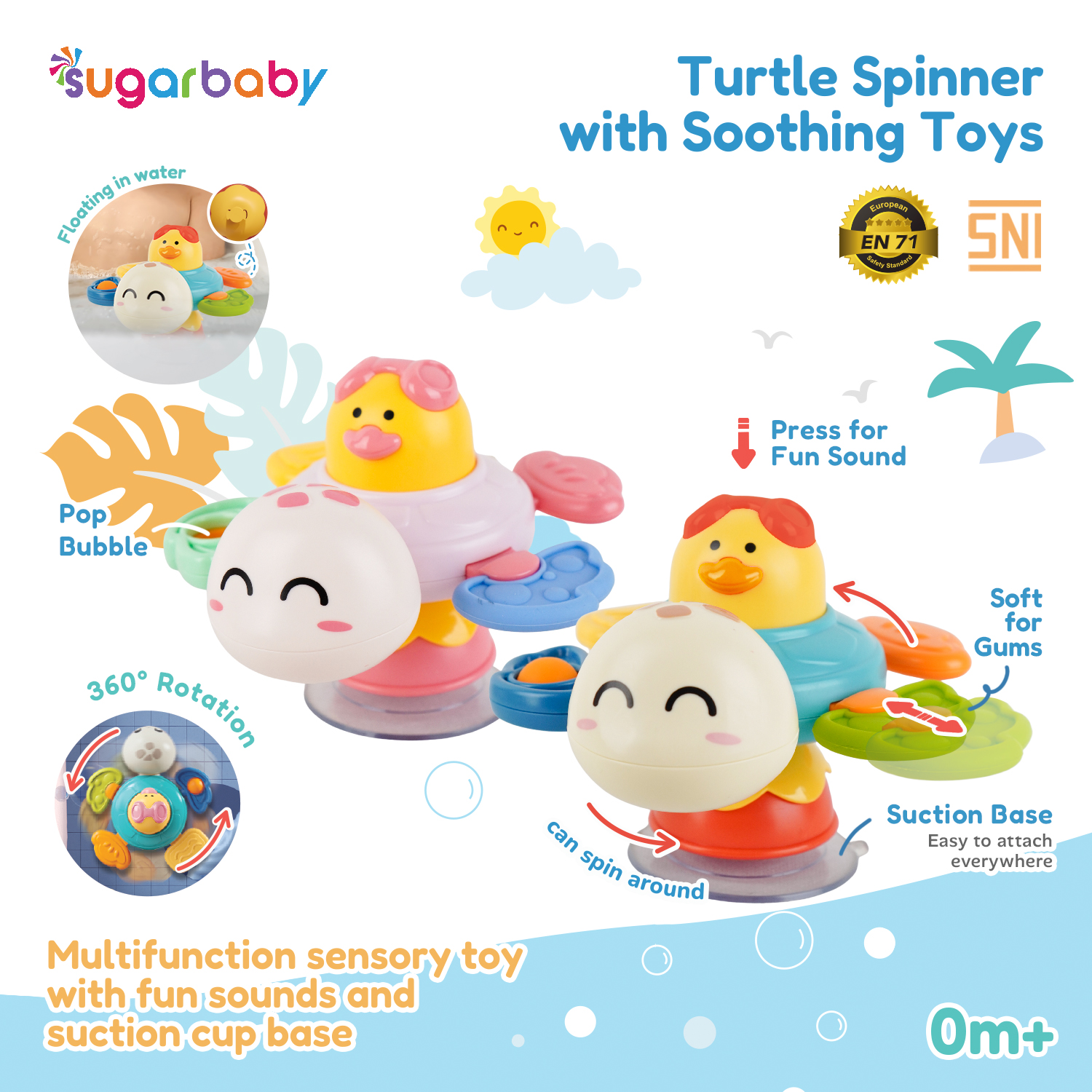 Mainan Sensori Bayi Sugarbaby Turtle Spinner 360 Suction Cup BPA Free Foto 7