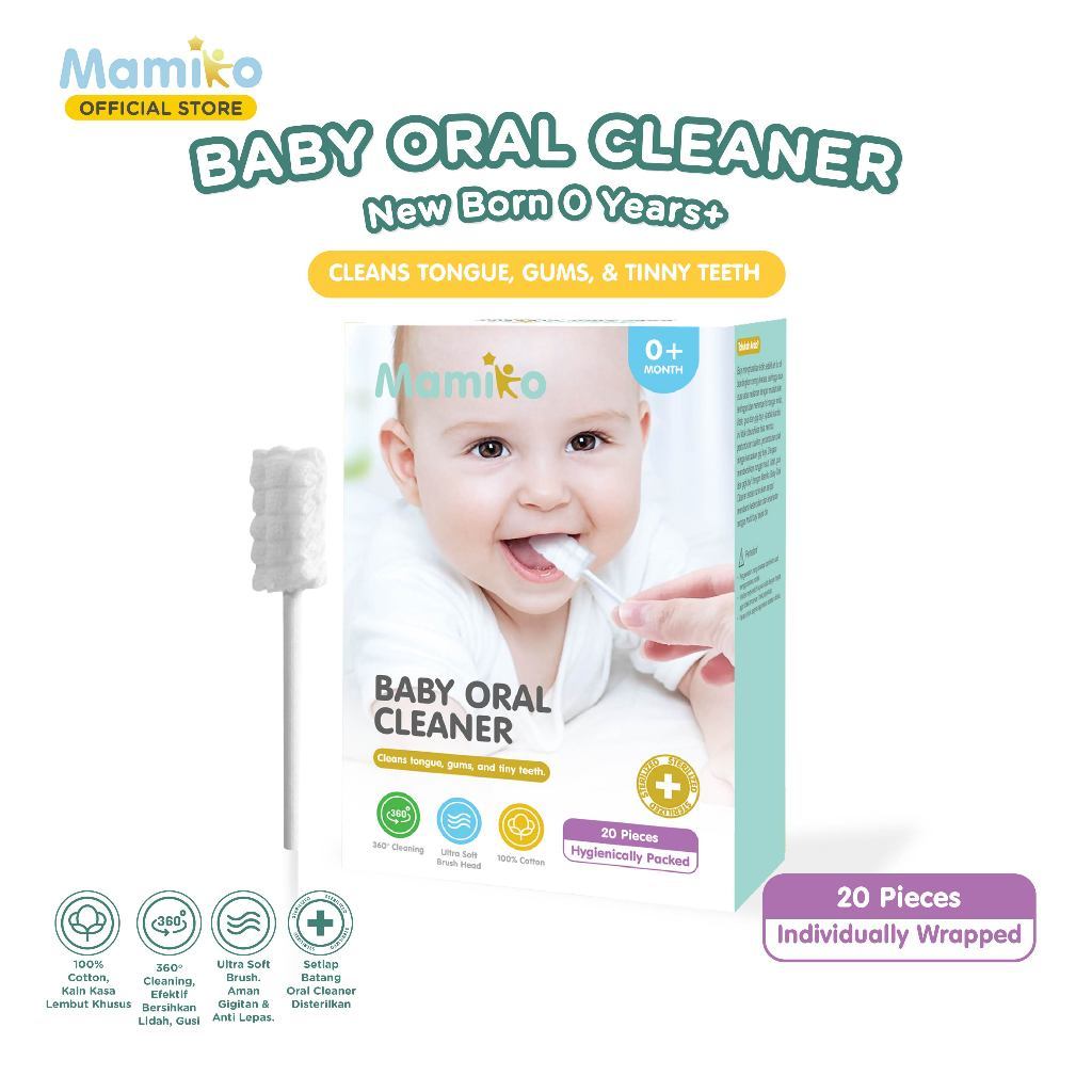 Mamiko Finger Baby Oral Wipes 20 Pcs Kain Pembersih Lidah Gigi Gusi Bayi Foto 6