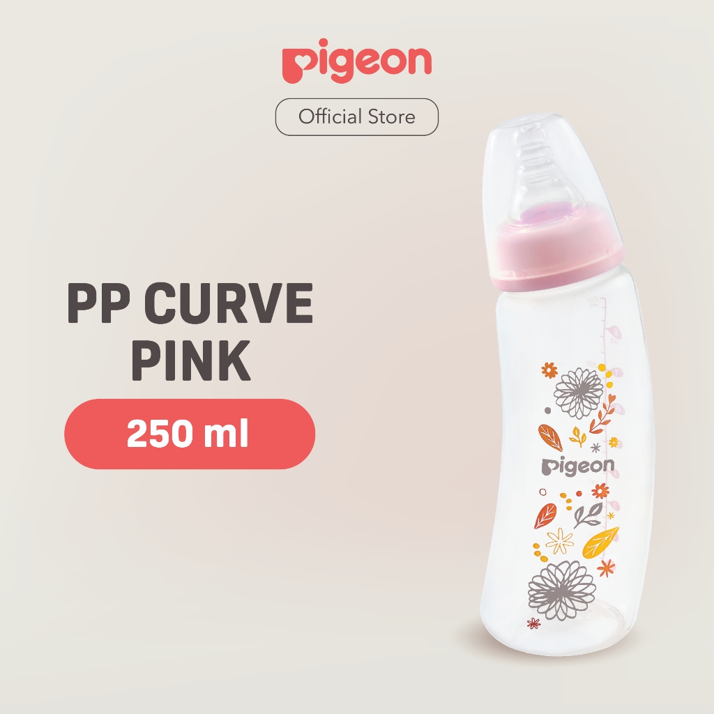 PIGEON Botol Susu PP Curve 250ml Anti Kolik dengan Dot Peristaltic Slim Neck Size Foto 3
