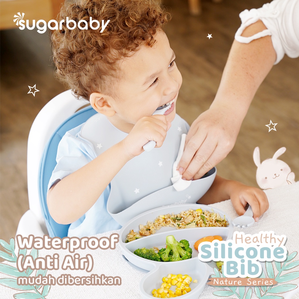 Celemek Silikon Bayi Sugarbaby Healthy Silicone Bib Nature Series Food Grade FDA Foto 4