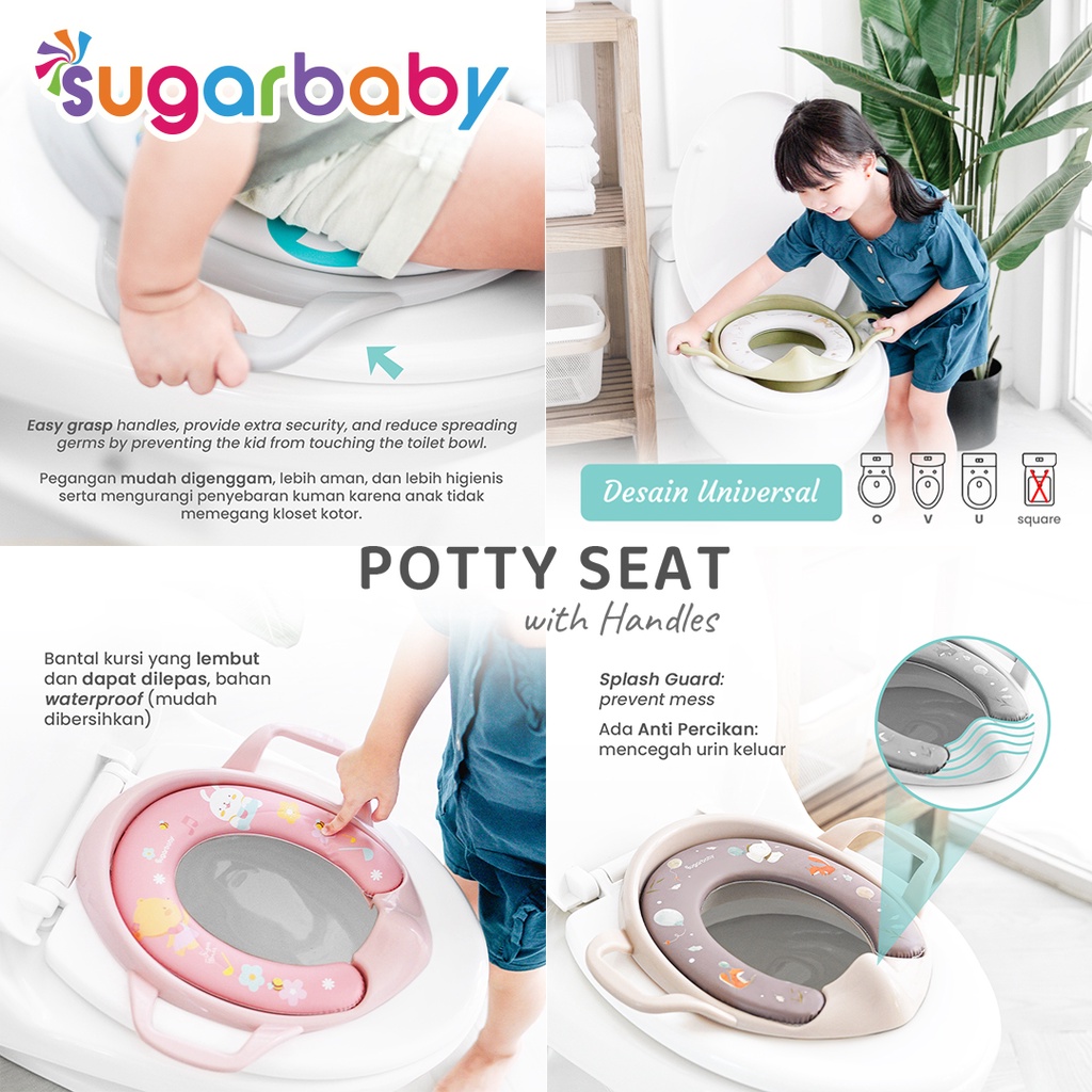 Sugarbaby Potty Seat Dudukan Toilet Anak dengan Pegangan & Anti Splash Guard Foto 5