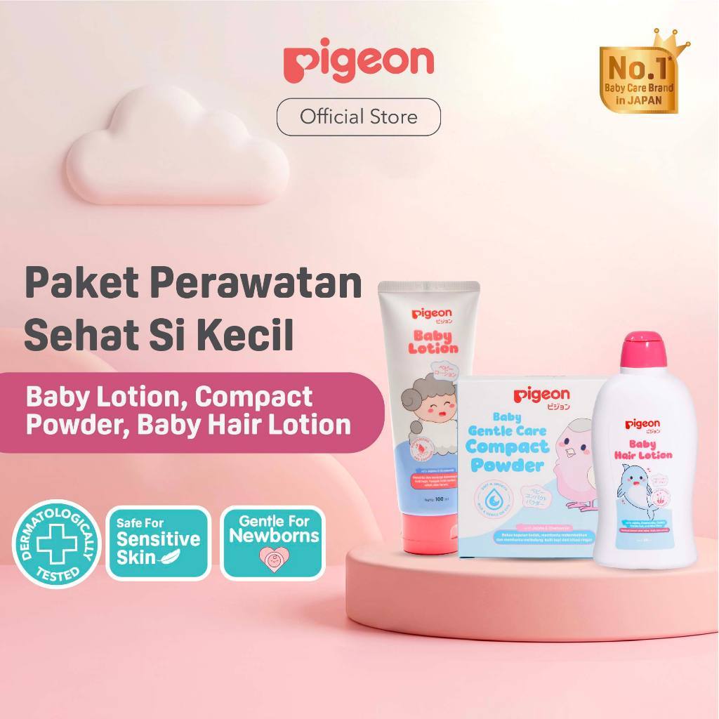 Pigeon Paket Hemat Baby Lotion, Hair Lotion & Powder Cake Aroma Citrus Lavender