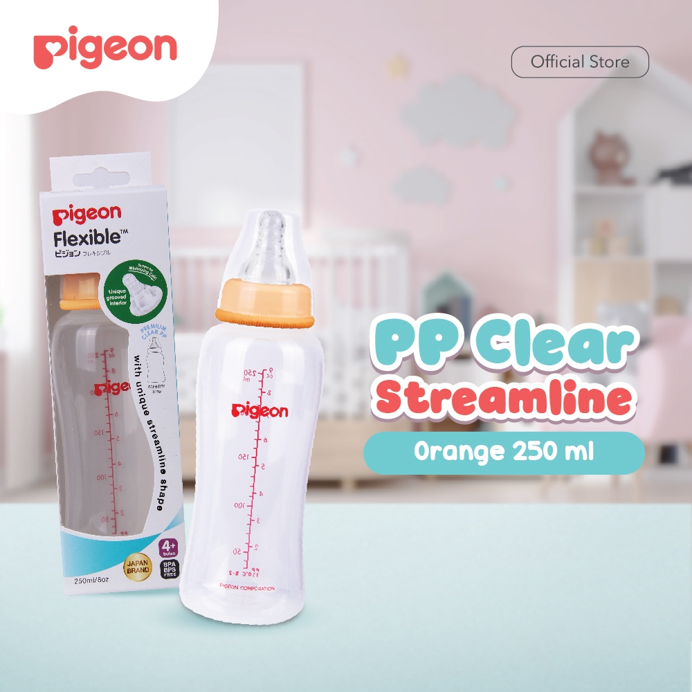 Botol Susu Pigeon Slim Neck PP 250ml BPA Free Anti Kolik Dot Peristaltic Size Foto 6
