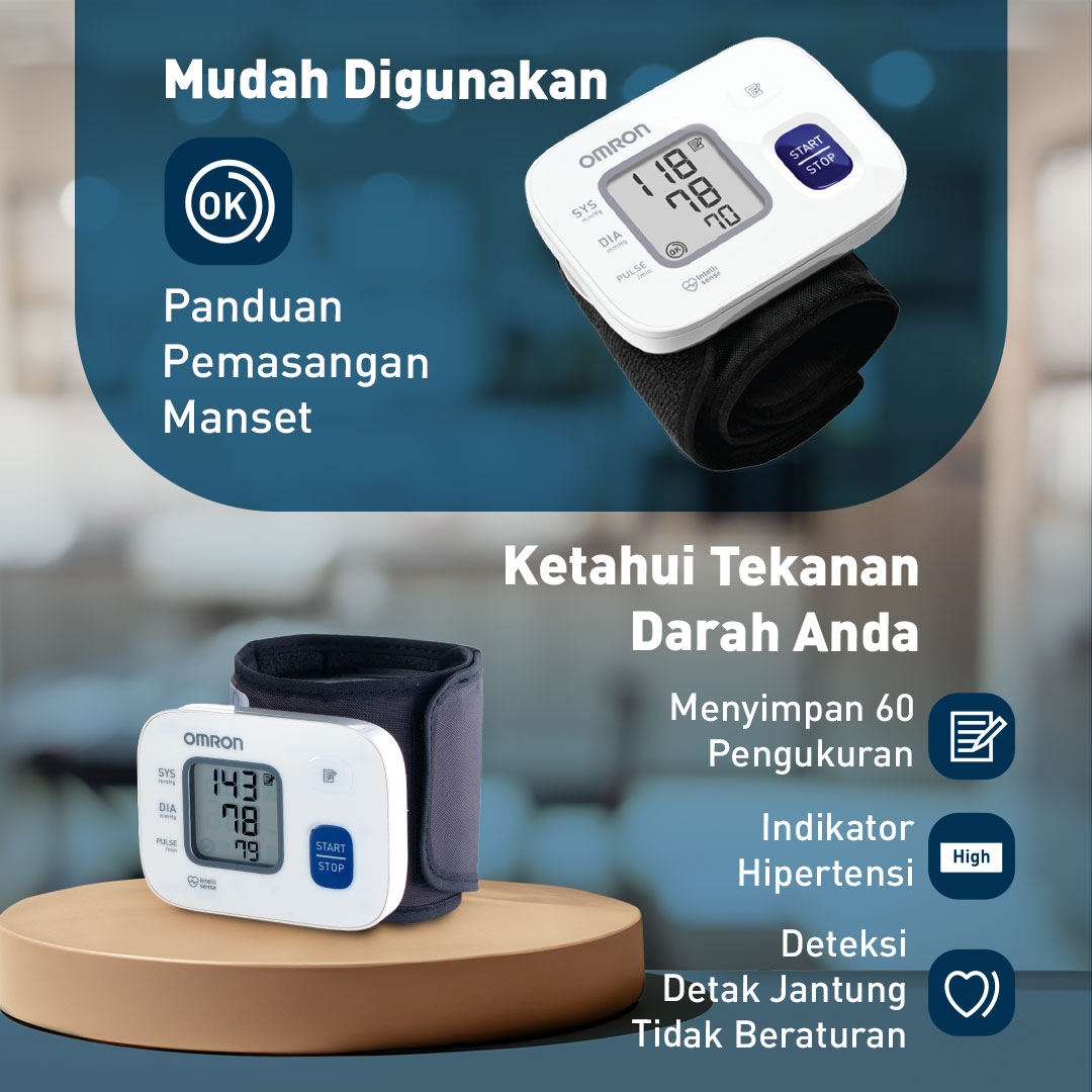 Omron HEM-6161 Wrist Blood Pressure Monitor Alat Cek Tensi Darah Digital Foto 8